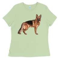 Matcha German Shepherd Dog Illustrations Ladies Tee - LillyAllenDesigns