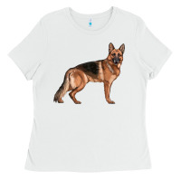 White German Shepherd Dog Illustrations Ladies Tee - LillyAllenDesigns