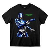 Black 8bit robocop Heavy Core Tee - artisFamous