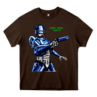 Chocolate Brown 8bit robocop Heavy Core Tee - artisFamous