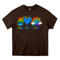 Chocolate Brown Peace Love Pride Heavy Core Tee - Jasminsmagicworld