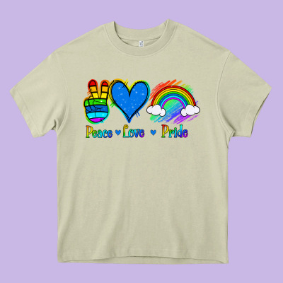 Peace Love Pride Heavy Core Tee Designed By Jasminsmagicworld