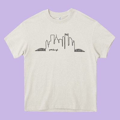 Pittsburgh Skyline City Heavy Core Tee Designed By Artisfamous