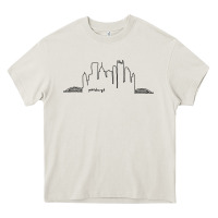 Cream pittsburgh skyline city Heavy Core Tee - artisFamous