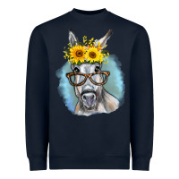 Navy Sunflower Glasses Donkey Heavyweight Sweatshirt - RanaPortraitStore