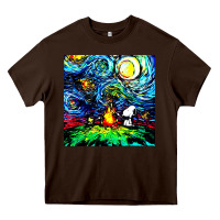 Chocolate Brown starry night print van gogh parody Heavy Core Tee - artisFamous