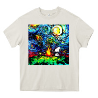 Cream starry night print van gogh parody Heavy Core Tee - artisFamous