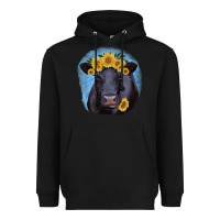 Black Black Angus with Sunflower Heavyweight Hoodie - Jasminsmagicworld