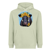 Matcha Black Angus with Sunflower Heavyweight Hoodie - Jasminsmagicworld