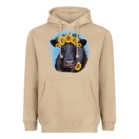 Mushroom Black Angus with Sunflower Heavyweight Hoodie - Jasminsmagicworld