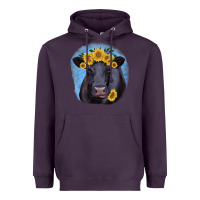 Plum Black Angus with Sunflower Heavyweight Hoodie - Jasminsmagicworld