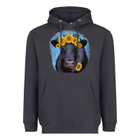 Smoke Black Angus with Sunflower Heavyweight Hoodie - Jasminsmagicworld