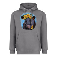 Storm Black Angus with Sunflower Heavyweight Hoodie - Jasminsmagicworld