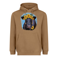 Black Angus With Sunflower Heavyweight Hoodie | Teevron