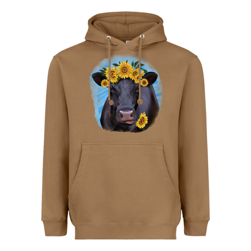 Black Angus With Sunflower Heavyweight Hoodie by Jasminsmagicworld | Teevron