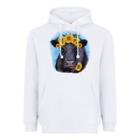 White Black Angus with Sunflower Heavyweight Hoodie - Jasminsmagicworld