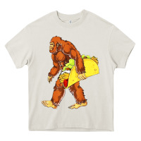 Cream bigfoot carrying taco Heavy Core Tee - artisFamous