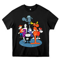 Black rocky & bullwinkle and friends Heavy Core Tee - artisFamous