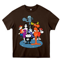 Chocolate Brown rocky & bullwinkle and friends Heavy Core Tee - artisFamous