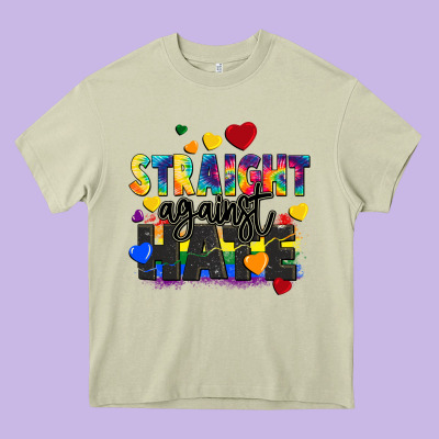 Straight Against Hate Heavy Core Tee Designed By Fadigitalartstudio