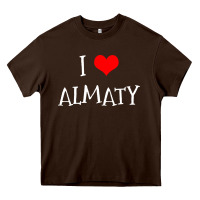 Chocolate Brown i love almaty city Heavy Core Tee - artisFamous