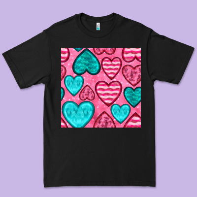 Valentines Day Hearts Seamless Pattern Premium Tee Designed By Bundleandbundleshop