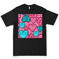 Black valentines day hearts seamless pattern Premium Tee - BundleAndBundleShop