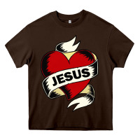 Chocolate Brown jesus love Heavy Core Tee - artisFamous