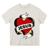Cream jesus love Heavy Core Tee - artisFamous