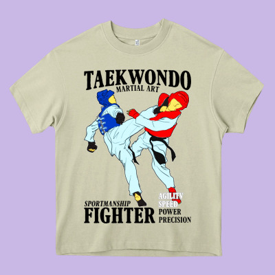 Taekwondo Sport Art Heavy Core Tee Designed By Artisfamous