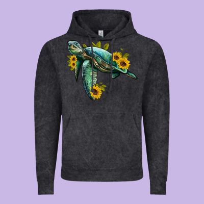 Sea Turtle With Sunflowers Vintage Hoodie Designed By Artiststas