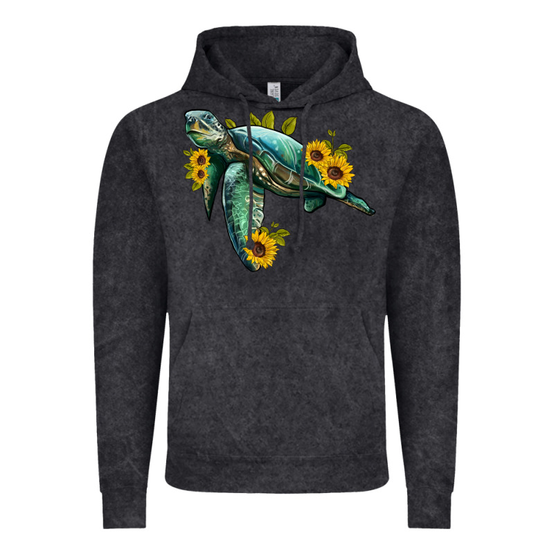 Sea Turtle With Sunflowers Vintage Hoodie by Artiststas | Teevron