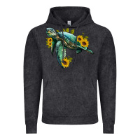 Vintage Black sea turtle with sunflowers Vintage Hoodie - Artiststas