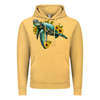 Vintage Mustard sea turtle with sunflowers Vintage Hoodie - Artiststas