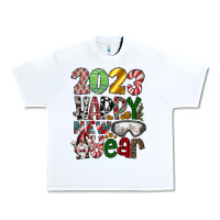 White 2023 Happy New Year Urban Heavy Tee - CowhideDigitalArt