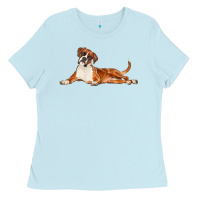 Baby Blue Boxer Dog Illustrations Ladies Tee - LillyAllenDesigns