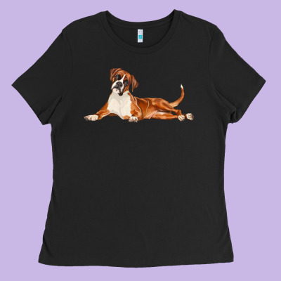 Boxer Dog Illustrations Ladies Tee Designed By Lillyallendesigns