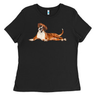 Black Boxer Dog Illustrations Ladies Tee - LillyAllenDesigns