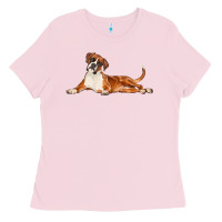 Bubblegum Pink Boxer Dog Illustrations Ladies Tee - LillyAllenDesigns