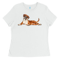 White Boxer Dog Illustrations Ladies Tee - LillyAllenDesigns