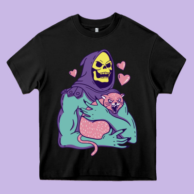 Skeletor's Hug Cat Heavy Core Tee Designed By Artisfamous