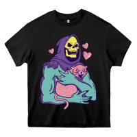 Black skeletor's hug cat Heavy Core Tee - artisFamous