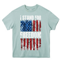 Arona I STAND FOR FREEDOM WITH A DISTRESSED AMERICAN FLAG Heavy Core Tee - artisFamous