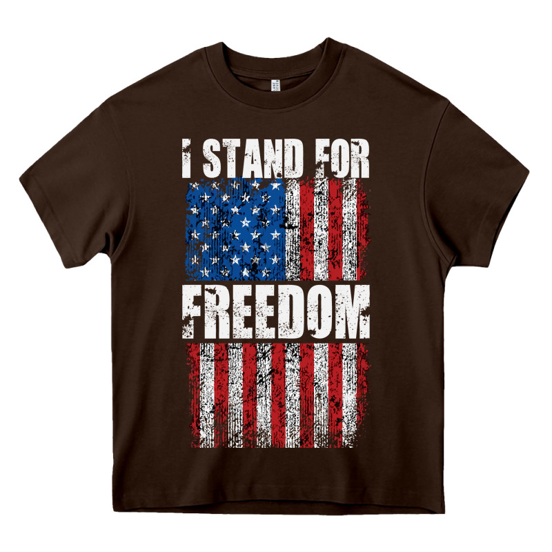 I Stand For Freedom With A Distressed American Flag Heavy Core Tee by artisFamous | Teevron
