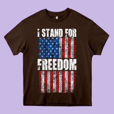 I Stand For Freedom With A Distressed American Flag Heavy Core Tee Designed By Artisfamous