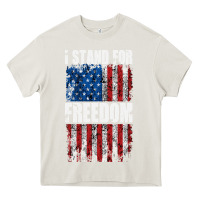 Cream I STAND FOR FREEDOM WITH A DISTRESSED AMERICAN FLAG Heavy Core Tee - artisFamous
