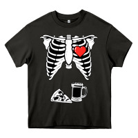 Asphalt dad skeleton halloween beer pizza Heavy Core Tee - artisFamous