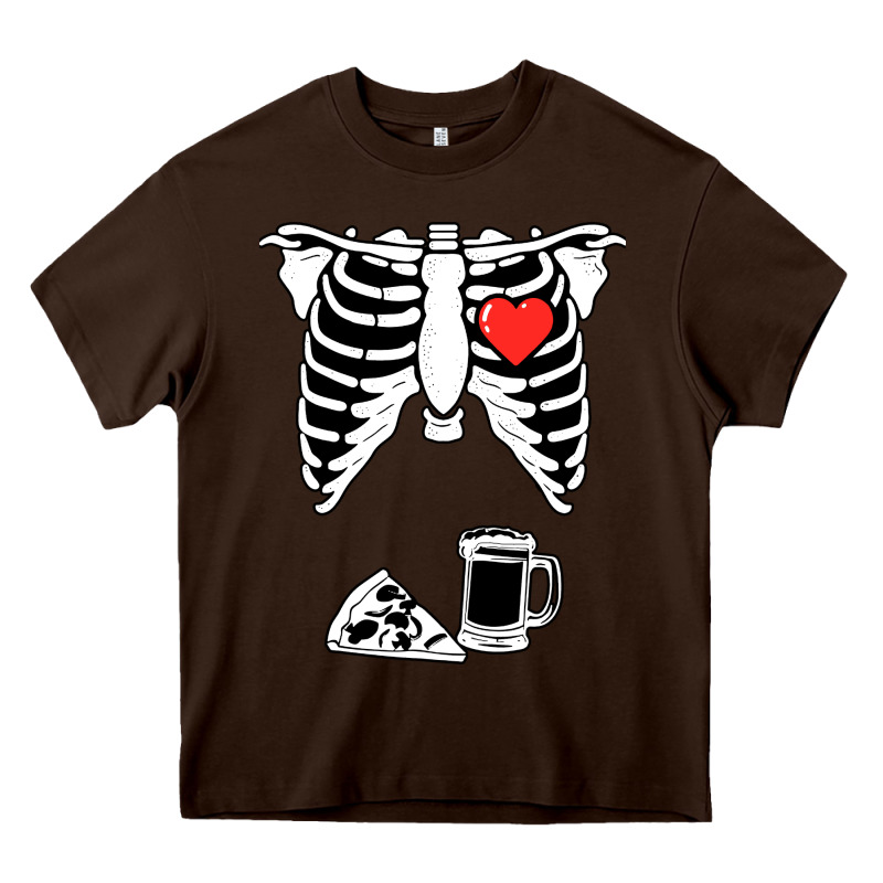 Dad Skeleton Halloween Beer Pizza Heavy Core Tee by artisFamous | Teevron