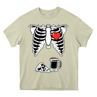 Mossy dad skeleton halloween beer pizza Heavy Core Tee - artisFamous