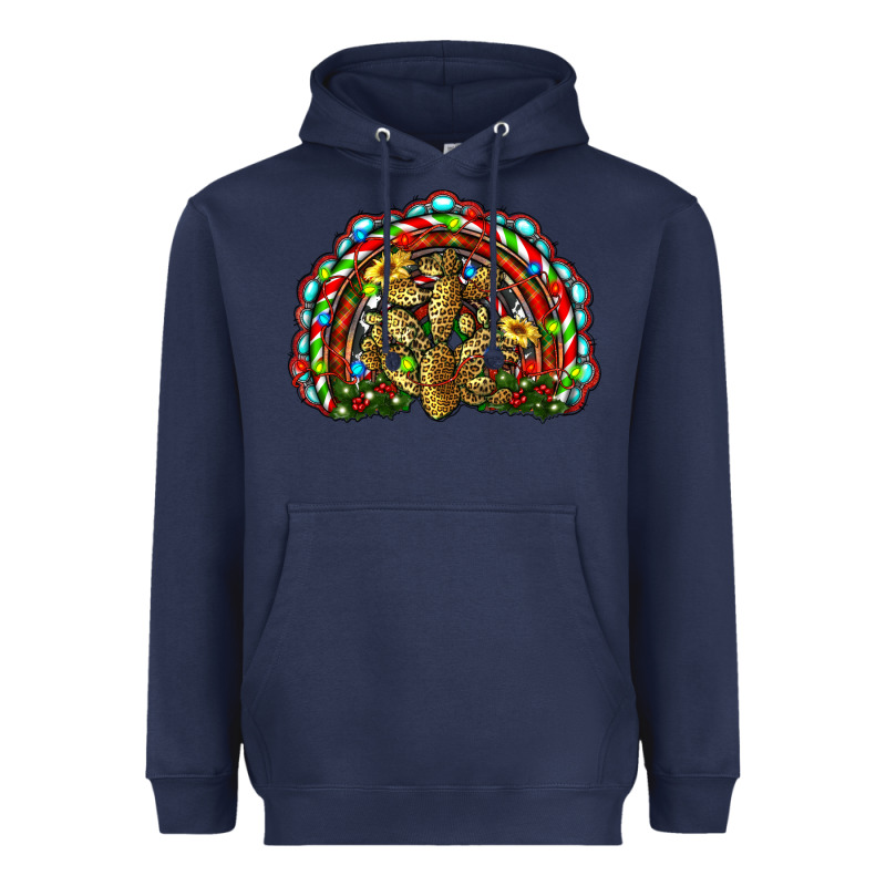 Christmas Rainbow With Leopard Cactus Heavyweight Hoodie by RanaPortraitStore | Teevron